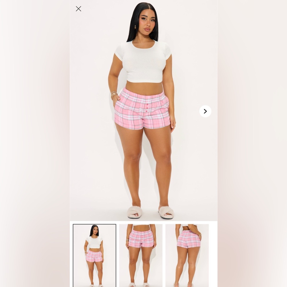 Plaid Pink Women's Shorts -  PJ Boxer Shorts - Pink/combo